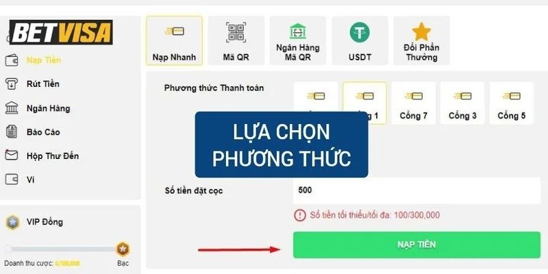 Hướng dẫn chi tiết cách nạp tiền BETVISA dành cho người mới  